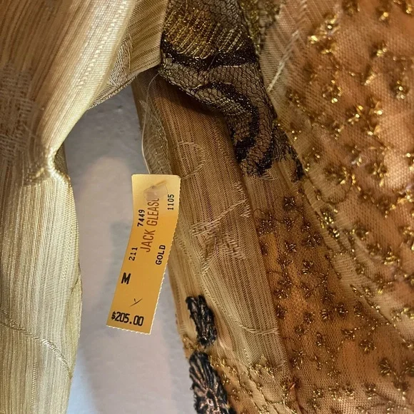 Sandy Starkman Gold Embroidered Jacket Blazer w/ Fish & Sea Turtle Design Size M - Picture 4 of 9